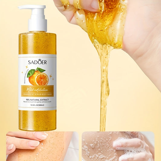 SADOER Oranges VC Exfoliating Scrub Body Wash (300ml) – Mild Body Exfoliator & Brightening Shower Gel
