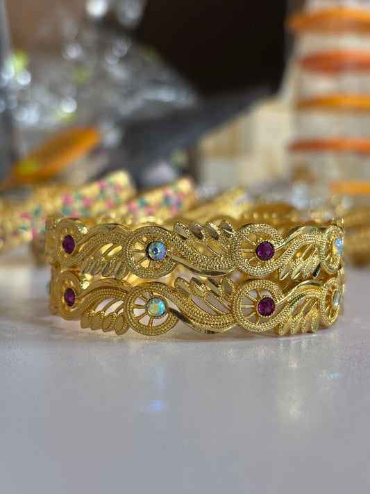 Gold Plated Bangle Set for Women 2 Piece