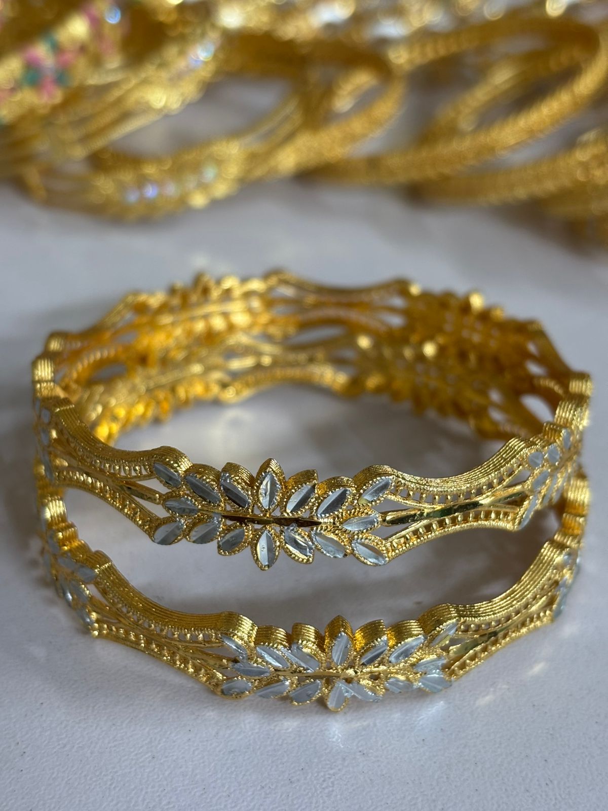 Gold Plated Bangle Set for Women 2 Piece