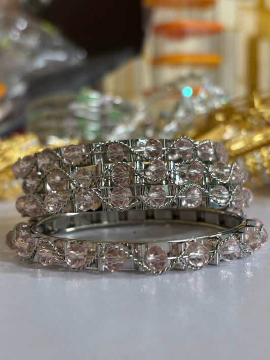 Sparkling Silver Plated Bangle Set (1 piar)
