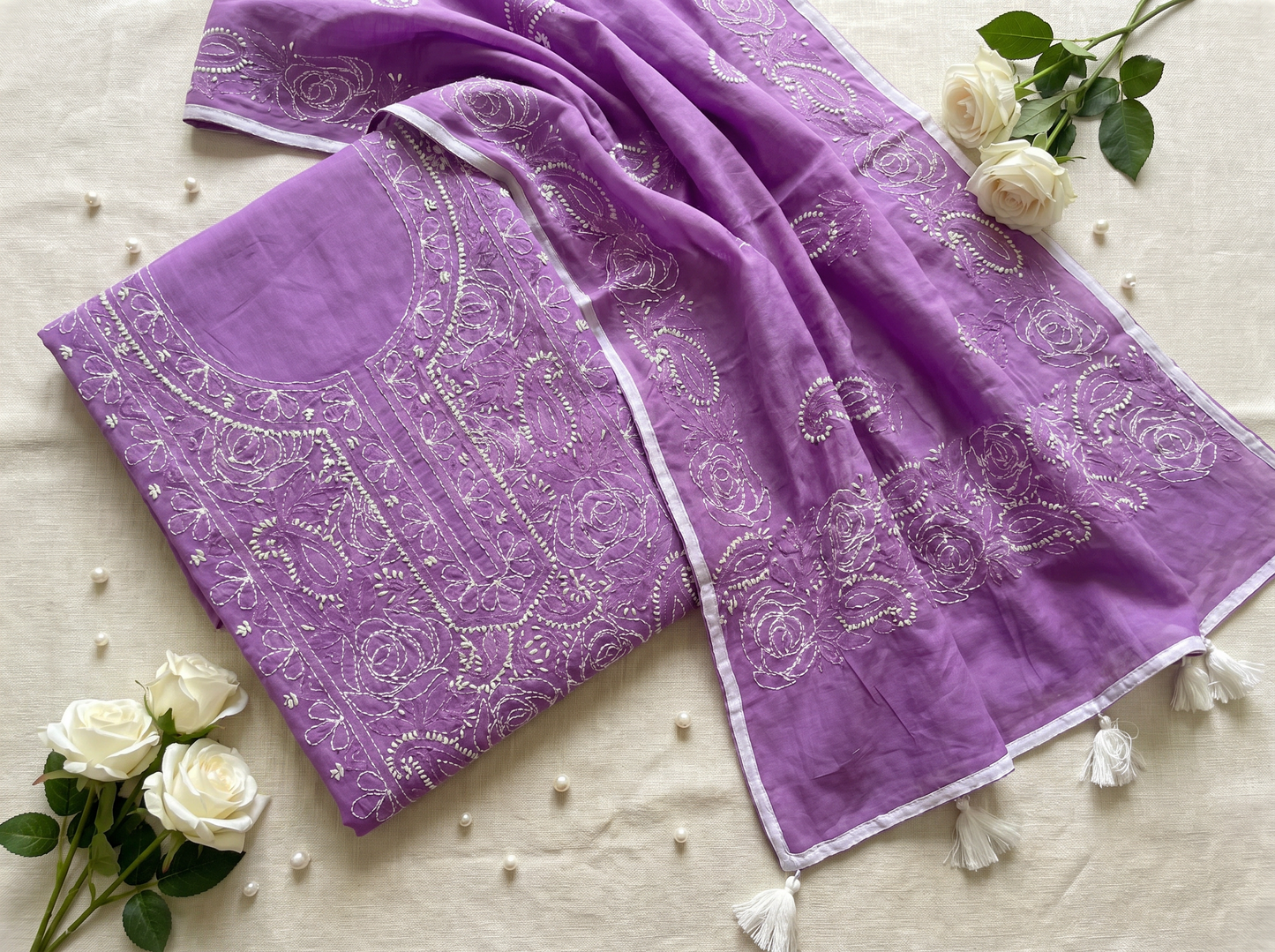 Hand-Embroidered Lucknowi Two-Piece Collection