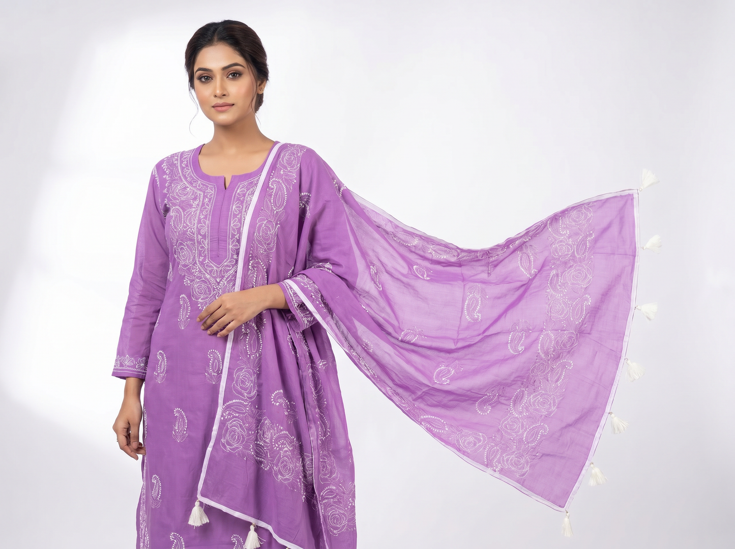 Hand-Embroidered Lucknowi Two-Piece Collection