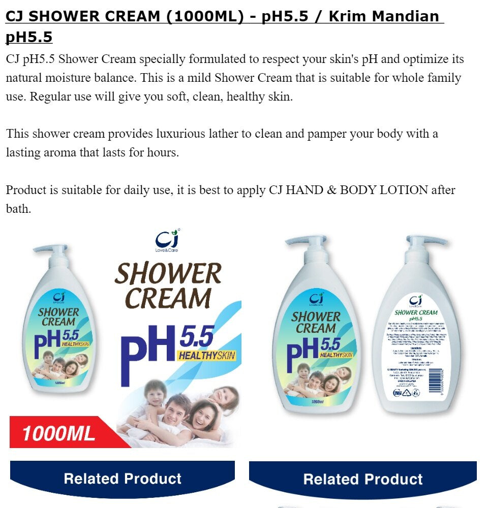 CJ Love & Care pH 5.5 Shower Cream