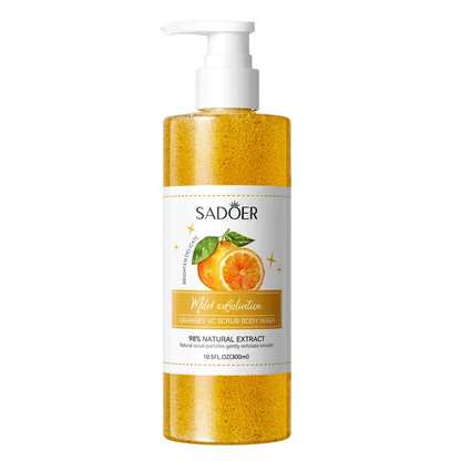 SADOER Oranges VC Exfoliating Scrub Body Wash (300ml) – Mild Body Exfoliator & Brightening Shower Gel
