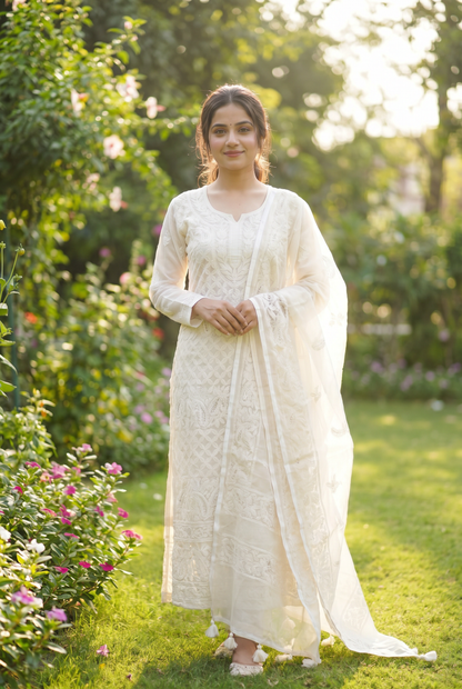 Hand-Embroidered Lucknowi Two-Piece Collection