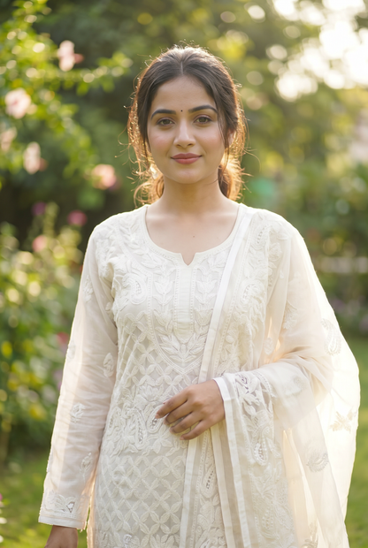 Hand-Embroidered Lucknowi Two-Piece Collection