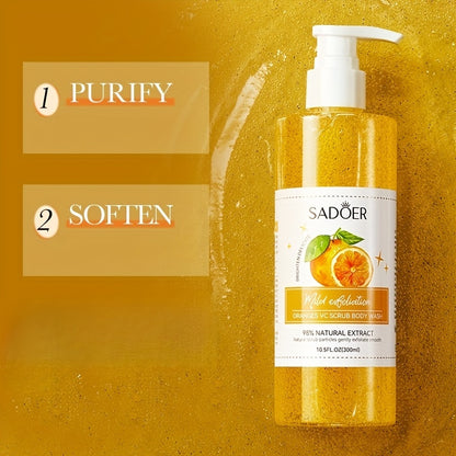 SADOER Oranges VC Exfoliating Scrub Body Wash (300ml) – Mild Body Exfoliator & Brightening Shower Gel