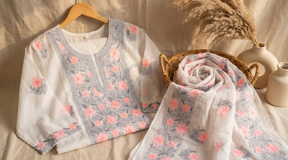 Hand-Embroidered Lucknowi Two-Piece Collection
