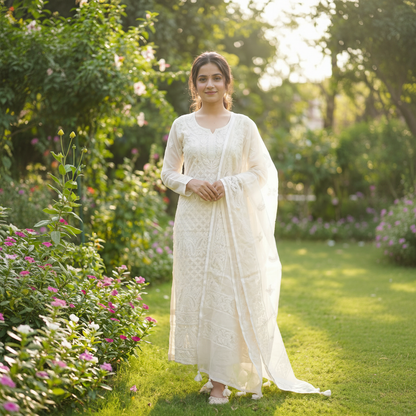 Exclusive Hand-Embroidered Lucknowi Two-Piece Collection