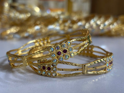 Gold Plated Bangle Set for Women 2 Piece