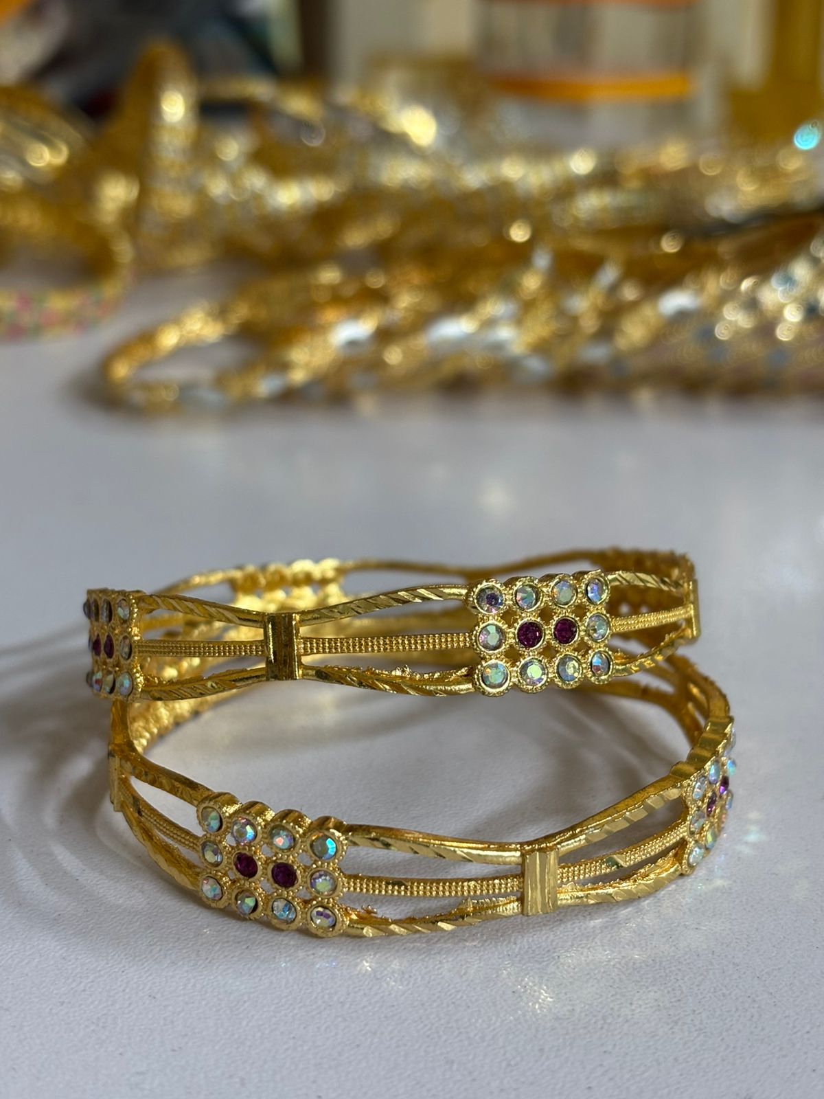 Gold Plated Bangle Set for Women 2 Piece