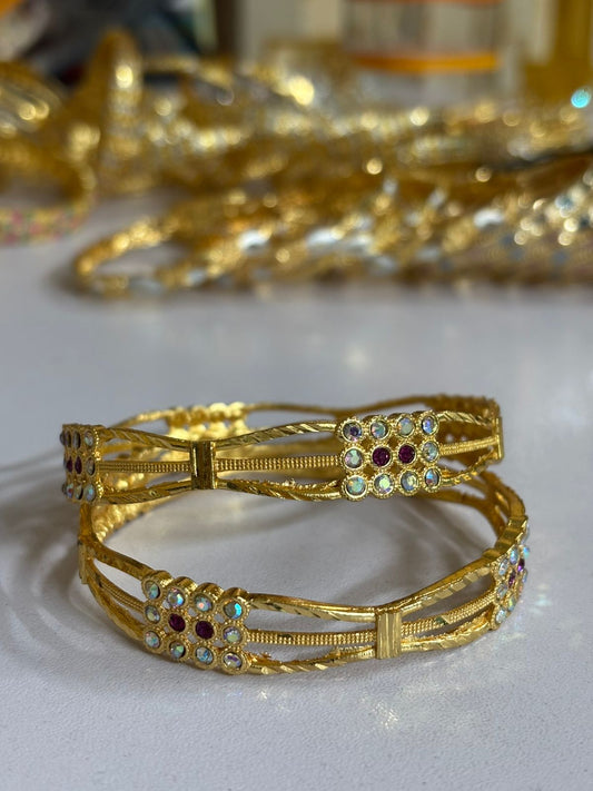 Gold Plated Bangle Set for Women 2 Piece