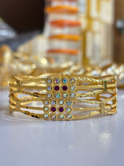 Gold Plated Bangle Set for Women 2 Piece