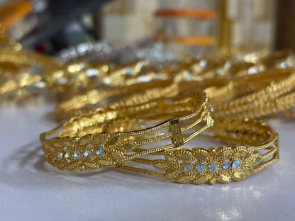 Gold Plated Bangle Set for Women 2 Piece Traditional Churi Design