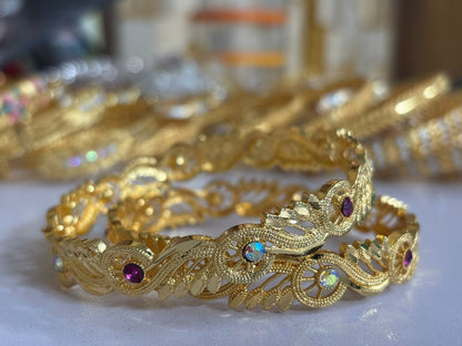 Gold Plated Bangle Set for Women 2 Piece