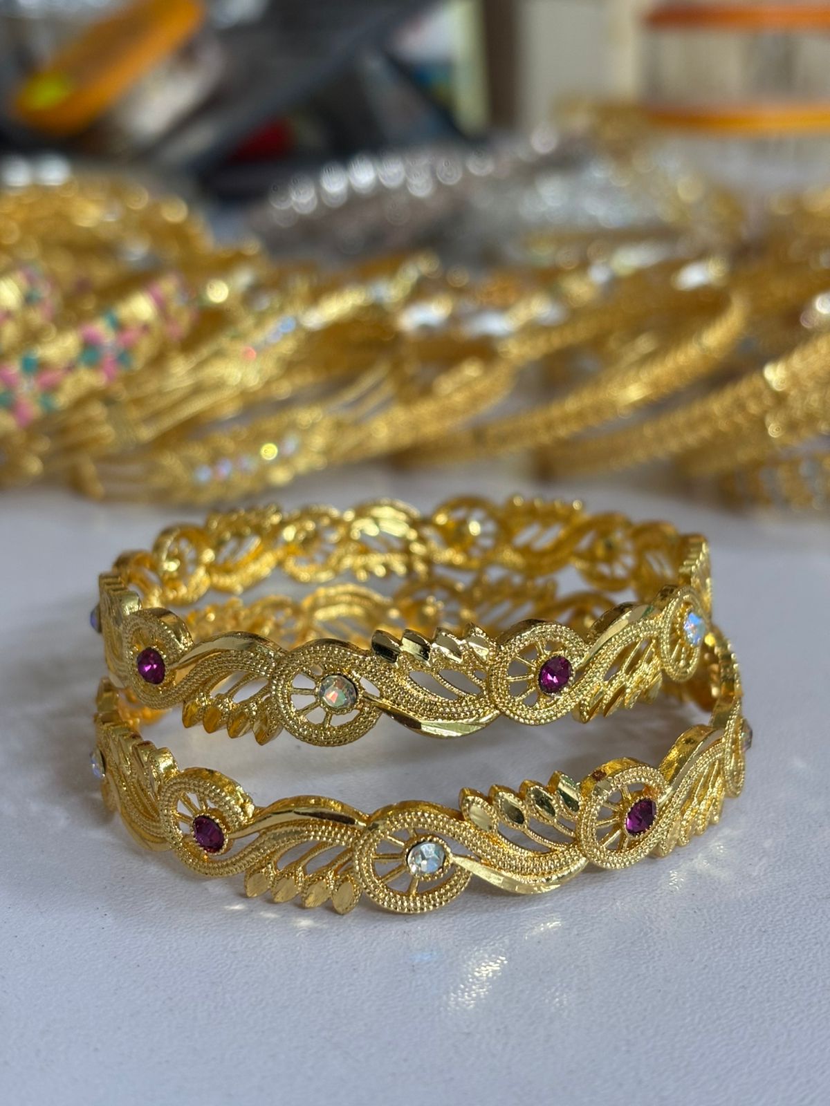 Gold Plated Bangle Set for Women 2 Piece