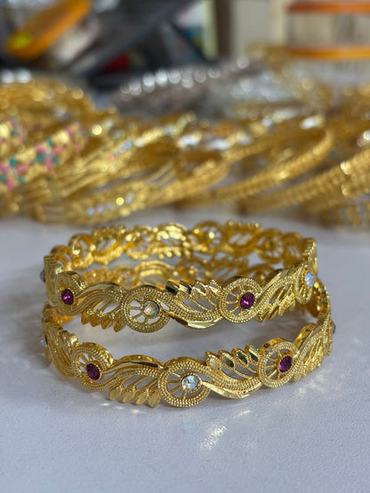 Gold Plated Bangle Set for Women 2 Piece