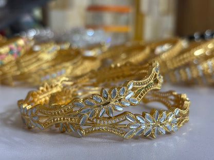 Gold Plated Bangle Set for Women 2 Piece