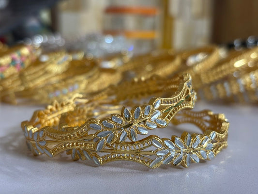 Gold Plated Bangle Set for Women 2 Piece
