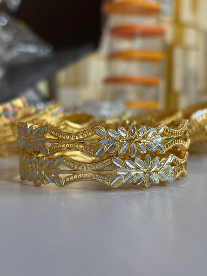 Gold Plated Bangle Set for Women 2 Piece