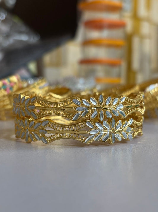 Gold Plated Bangle Set for Women 2 Piece