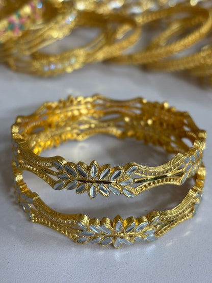 Gold Plated Bangle Set for Women 2 Piece