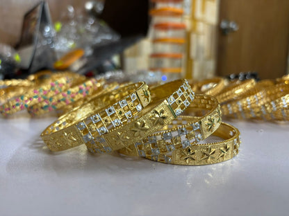 Gold Plated Bangle Set for Women 2 Piece