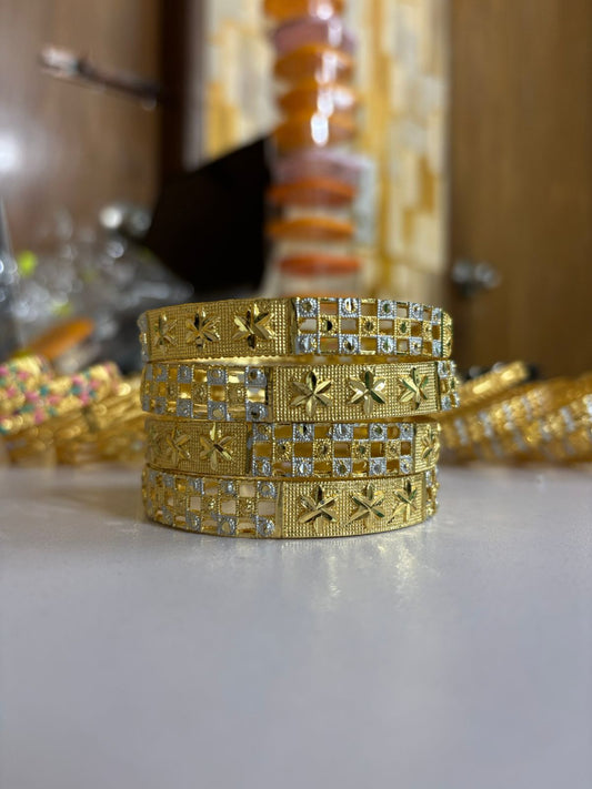 Gold Plated Bangle Set for Women 2 Piece