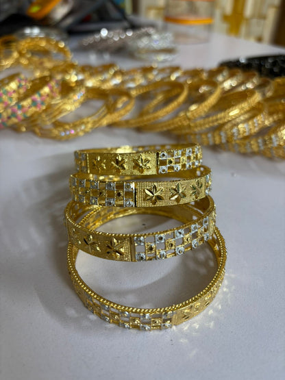 Gold Plated Bangle Set for Women 2 Piece