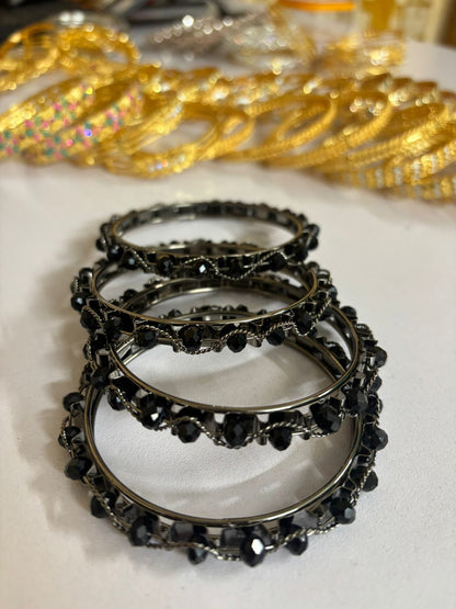 Sparkling Silver Plated Bangle Set (1 piar)