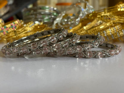 Sparkling Silver Plated Bangle Set (1 piar)