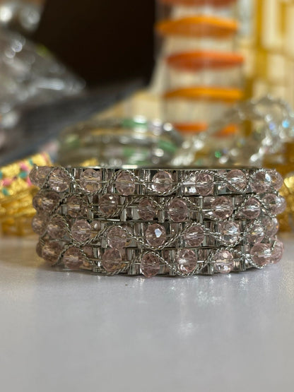 Sparkling Silver Plated Bangle Set (1 piar)