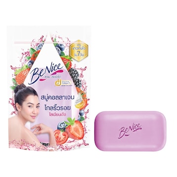 BeNice Fruit Collagen Soap features a Mixed Berry and Tomato formula designed to boost skin radiance