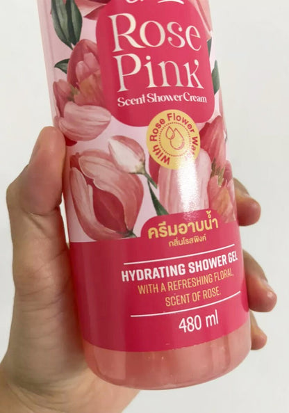 Rose Pink Scent Shower Cream 480ml pump bottle